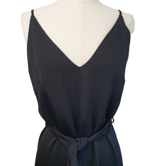Sheike BNWT | Size 10 | Black Revenge Slip Dress Spaghetti Strap Side Slit Belt - Picture 3 of 10
